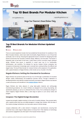 Top 10 Best Brands For Modular Kitchen Updated 2024