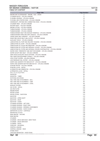 Massey Ferguson MF 830 COMBINES Parts Catalogue Manual