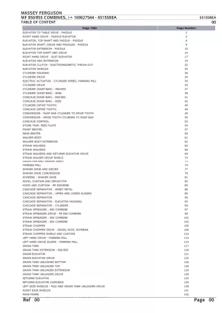 Massey Ferguson MF 850 COMBINES (- 169627544) Parts Catalogue Manual