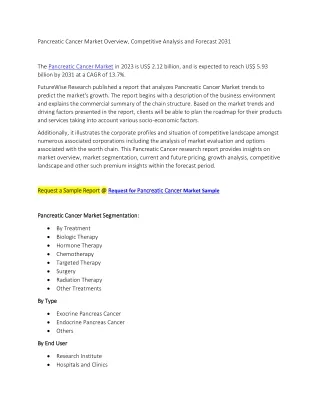 Pancreatic Cancer Market