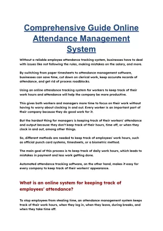 Comprehensive Guide Online Attendance Management System