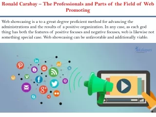 Ronald Carabay – The Professionals and Parts of the Field of Web Promoting