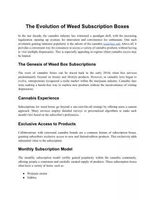 The Evolution of Weed Subscription Boxes