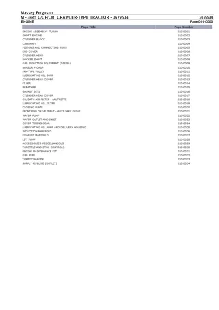 Massey Ferguson MF 3445 CM CRAWLER-TYPE TRACTOR Parts Catalogue Manual