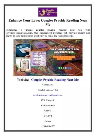 Enhance Your Love Couples Psychic Reading Near Me