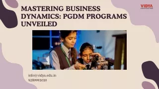 Mastering Business Dynamics PGDM Programs Unveiled