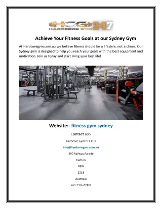 Achieve Your Fitness Goals at our Sydney Gym