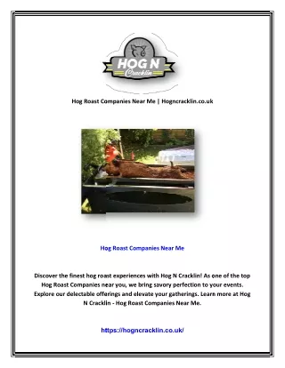 Hog Roast Companies Near Me | Hogncracklin.co.uk