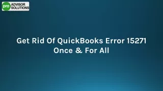 A Quick Guide To Fix QuickBooks Error 15271