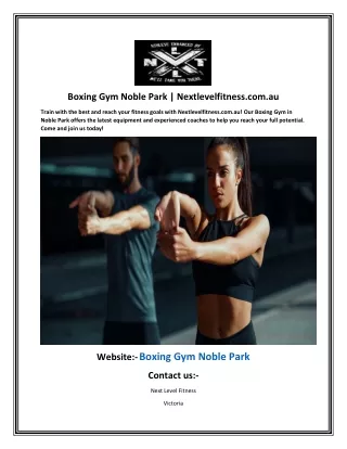 Boxing Gym Noble Park | Nextlevelfitness.com.au