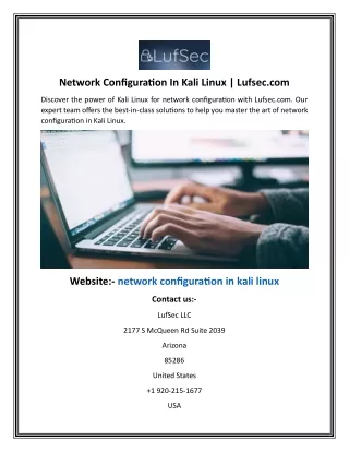 Network Configuration In Kali Linux  Lufsec