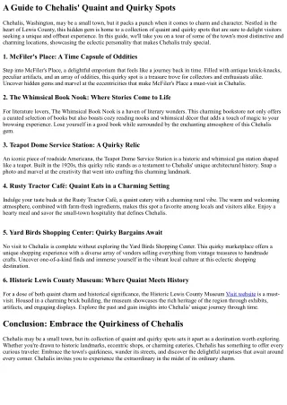 Venturing Through Chehalis: A Tourist's Guide to Unmissable Spots