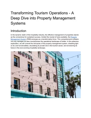 Transforming Tourism Operations - A Deep Dive into Property Management Systems