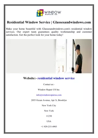 Residential Window Service Glassesandwindows.com