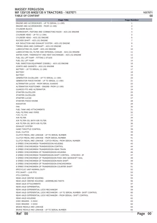 Massey Ferguson MF 133135 MKIII135 V TRACTORS Parts Catalogue Manual