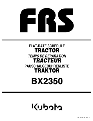 Kubota BX2350 Tractor Parts Catalogue Manual