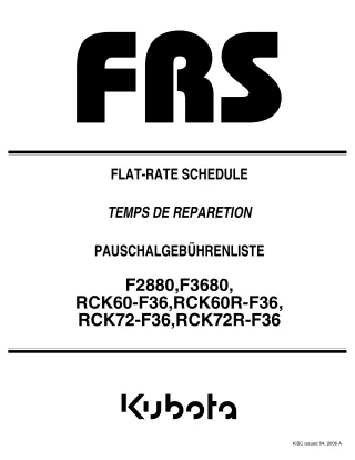 Kubota F2880 Parts Catalogue Manual