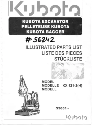 Kubota KX121-2(H) Excavator Parts Catalogue Manual