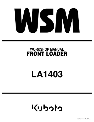 Kubota LA1403 Front Loader Service Repair Manual