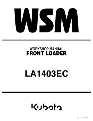 Kubota LA1403EC Front Loader Service Repair Manual