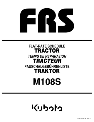 Kubota M108S Tractor Parts Catalogue Manual