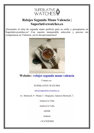 Relojes Segunda Mano Valencia  Superlativewatches.es