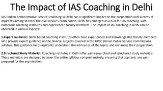 The Impact of IAS Coaching in Delhi
