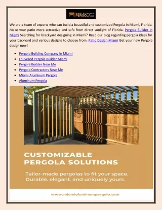 Miami Pergola Builders