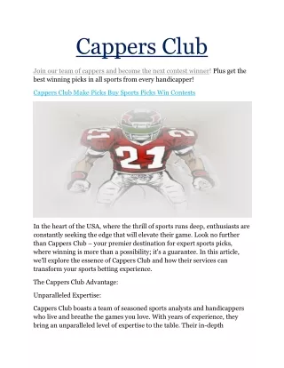 Make cappers club sports picks
