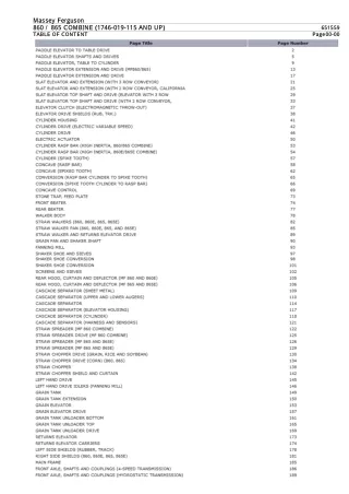 Massey Ferguson 860 COMBINE (1746-019-115 AND UP) Parts Catalogue Manual