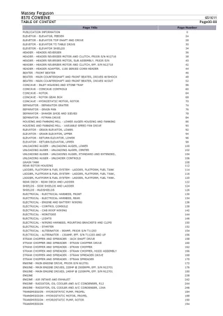 Massey Ferguson 8570 COMBINE Parts Catalogue Manual