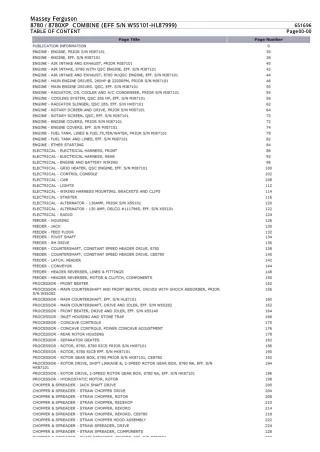 Massey Ferguson 8780  8780XP COMBINE (EFF SN W55101-HL87999) Parts Catalogue Manual