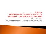 Pr ctica: PROGRAMA DE VIGILANCIA SOCIAL DE EMPRESAS TRANSNACIONALES EN PERU