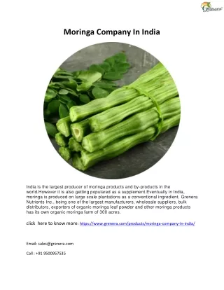 Moringa Company In India