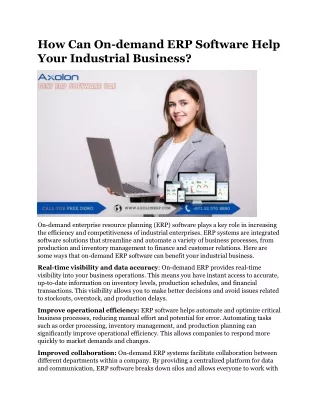 How Can On-demand ERP Software Help Your Industrial Business