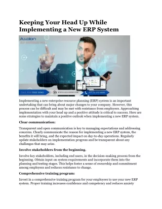 Keeping Your Head Up While Implementing a New ERP System