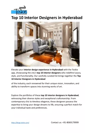 Top 10 Interior Designers in Hyderabad