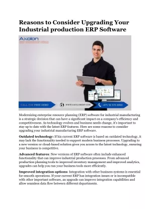 Reasons to Consider Upgrading Your Industrial production ERP Software