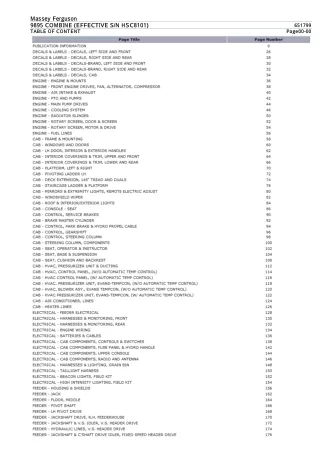 Massey Ferguson 9895 COMBINE (EFFECTIVE SN HSC8101) Parts Catalogue Manual