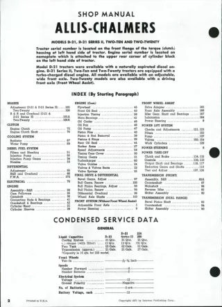 Allis Chalmers MODELS 220 Tractor Service Repair Manual