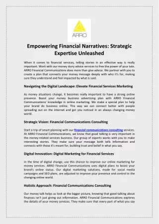 Empowering Financial Narratives Strategic Expertise Unleashed
