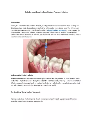 Smile Renewal Exploring Dental Implant Treatment in Indore