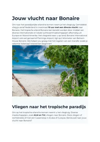 Vliegen naar bonaire