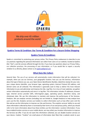 Epakira Terms & Condition Our Terms & Condition For a Secure Online shopping