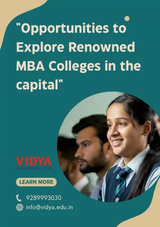 Opportunities to Explore Renowned MBA Colleges in the capital