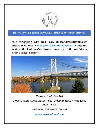 Hair Growth Plasma Injections  Hudsonaestheticsmd.com