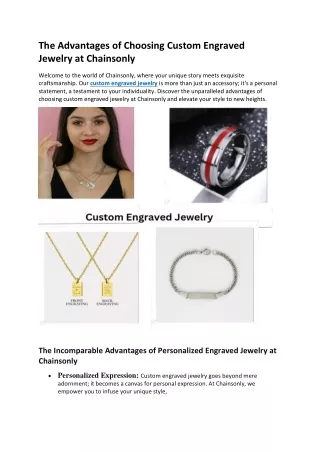 The Advantages of Choosing Custom Engraved Jewelry at Chainsonly