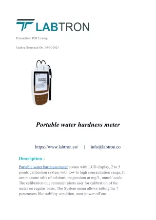 Portable water hardness meter