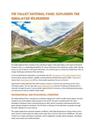 Pin Valley National Park- Exploring the Himalayan Wilderness
