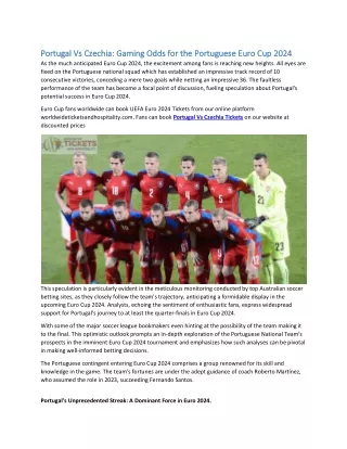 Portugal Vs Czechia Gaming Odds for the Portuguese Euro Cup 2024